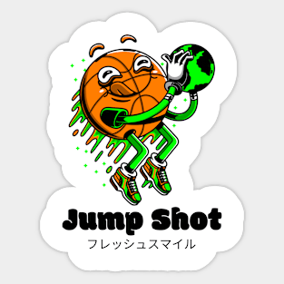 Jump Shot Basket Ball Funny Cartoon Characters Sticker